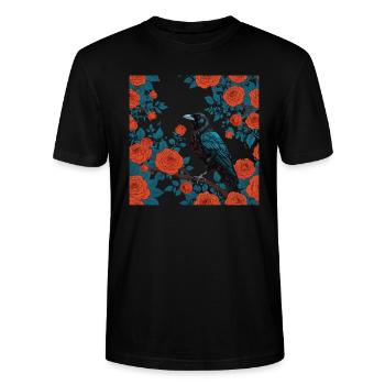 Corbeau gothique et roses rouges - T-shirt bio CRAFTER Stanley Stella Unisexe - noir - Devant - Alina (178cm) & Michal (187cm)