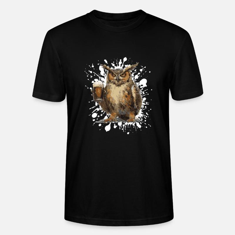 Eule Bier Lustig - Stanley/Stella Unisex Bio-T-Shirt CRAFTER - Schwarz