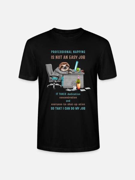 Funny Sloth Saying Professional Napping - Stanley/Stella CRAFTER Unisex Organic T-Shirt - black