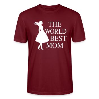 The World Best Mom - the gift idea - Stanley/Stella CRAFTER Unisex Organic T-Shirt - burgundy - Front - Alina (178cm) & Michal (187cm)