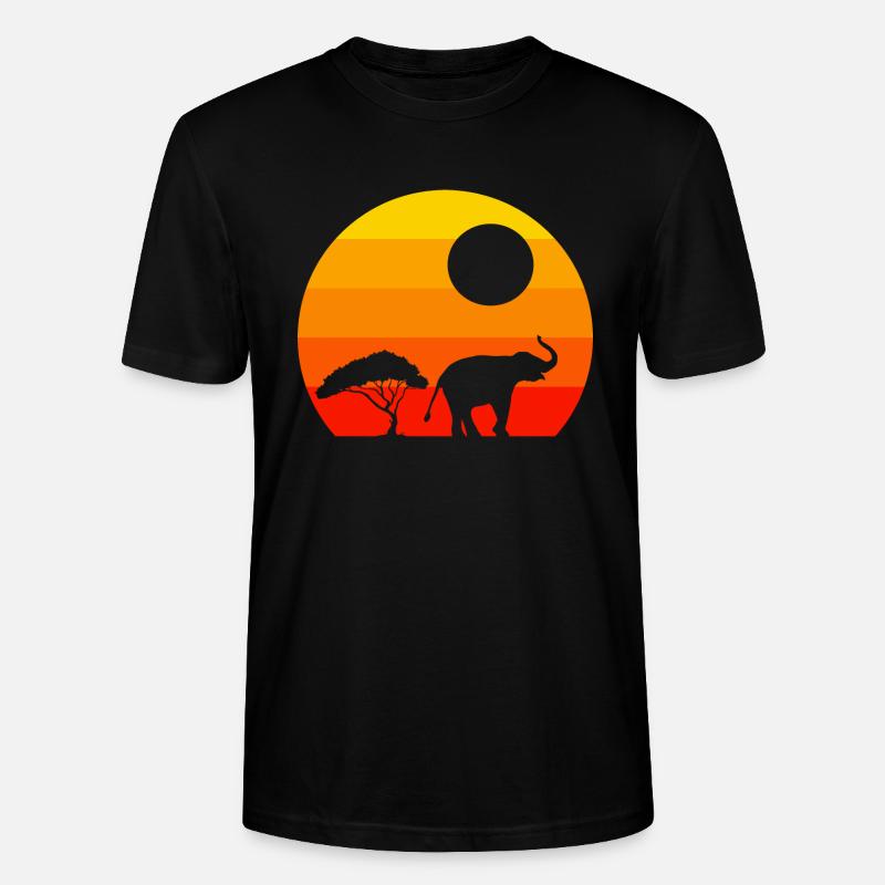 Rétro Sunset Elephant - T-shirt bio CRAFTER Stanley Stella Unisexe - noir