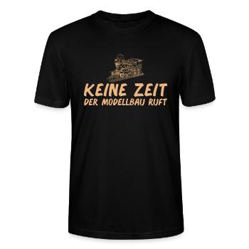 Modelleisenbahn Lok Modellbau Modelleisenbahner - Stanley/Stella Unisex Bio-T-Shirt CRAFTER - Schwarz - Vorne - Alina (178cm) & Michal (187cm)