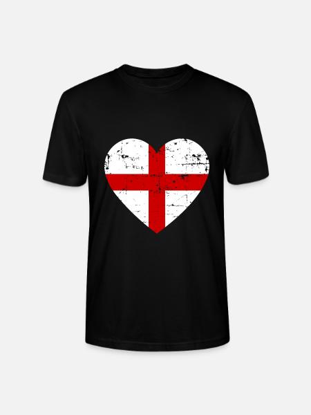 England Heart Flag - Stanley/Stella CRAFTER Unisex Organic T-Shirt - black
