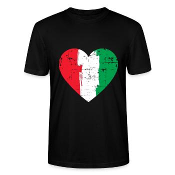 Italien Herz Flagge - Stanley/Stella Unisex Bio-T-Shirt CRAFTER - Schwarz - Vorne - Alina (178cm) & Michal (187cm)