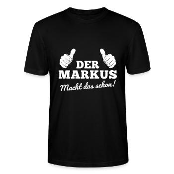 Der Markus macht das schon Markus Geschenk - Stanley/Stella Unisex Bio-T-Shirt CRAFTER - Schwarz - Vorne - Alina (178cm) & Michal (187cm)