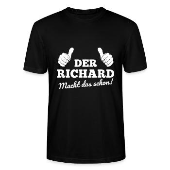 Der Richard macht das schon Richard Geschenk - Stanley/Stella Unisex Bio-T-Shirt CRAFTER - Schwarz - Vorne - Alina (178cm) & Michal (187cm)