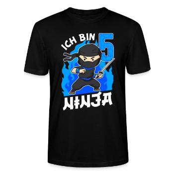 5. Geburtstag Ninja Junge 5 Jahre alt Ninjas - Stanley/Stella Unisex Bio-T-Shirt CRAFTER - Schwarz - Vorne - Alina (178cm) & Michal (187cm)