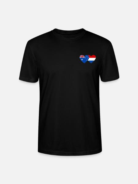 Australia Holland Flag Heart Flag - Stanley/Stella CRAFTER Unisex Organic T-Shirt - black