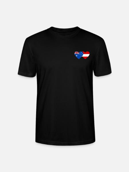 Australia Austria Flag Heart Flag - Stanley/Stella CRAFTER Unisex Organic T-Shirt - black