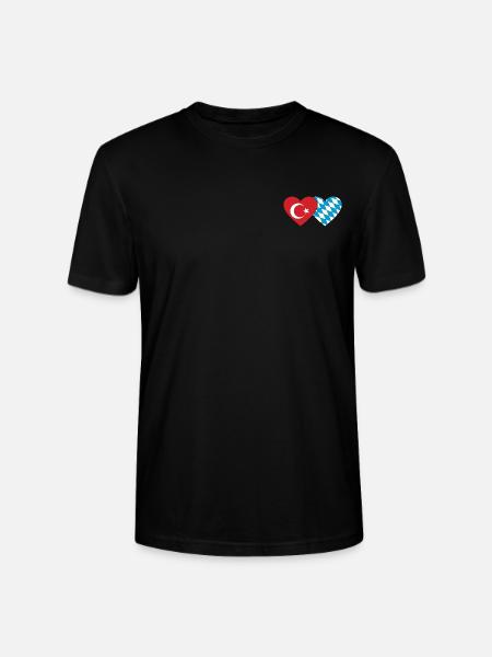 Turkey Bavaria Flag Heart - Stanley/Stella CRAFTER Unisex Organic T-Shirt - black