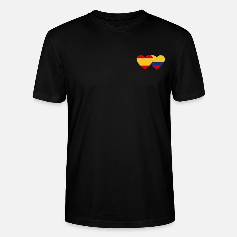 Espagne Colombie Drapeau Coeur - T-shirt bio CRAFTER Stanley Stella Unisexe - noir