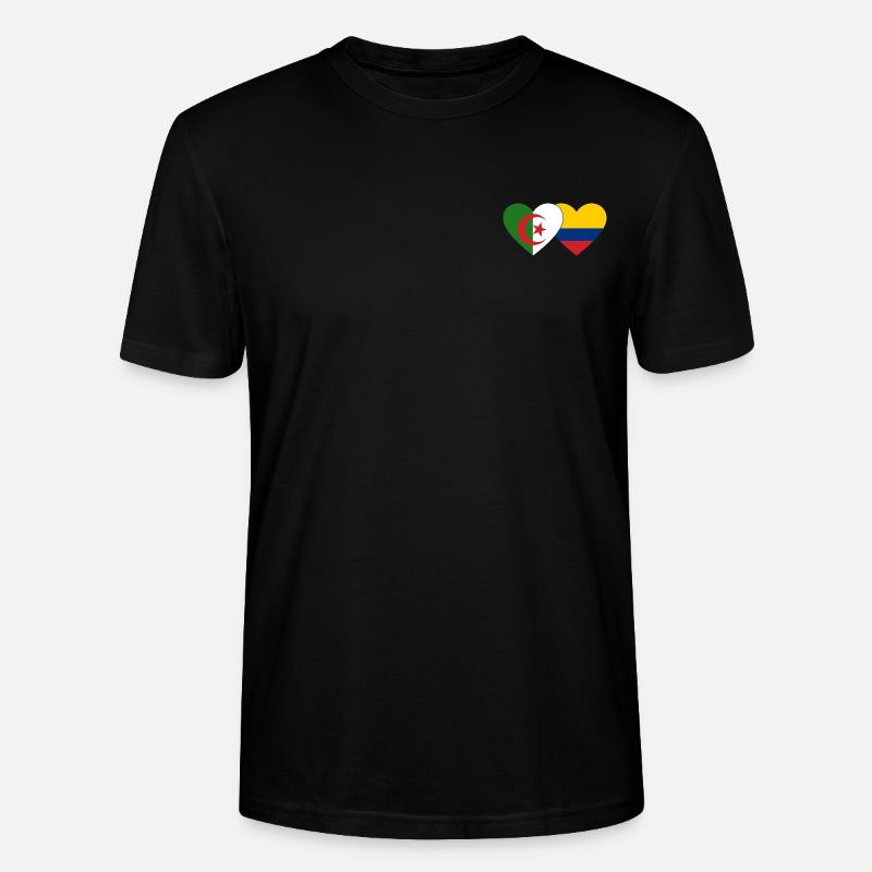 Algérie Colombie Drapeau Coeur - T-shirt bio CRAFTER Stanley Stella Unisexe - noir