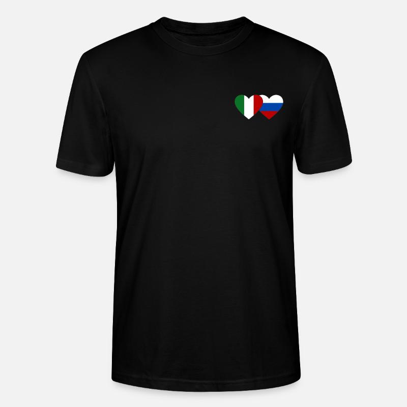Italie Russie Drapeau Coeur - T-shirt bio CRAFTER Stanley Stella Unisexe - noir