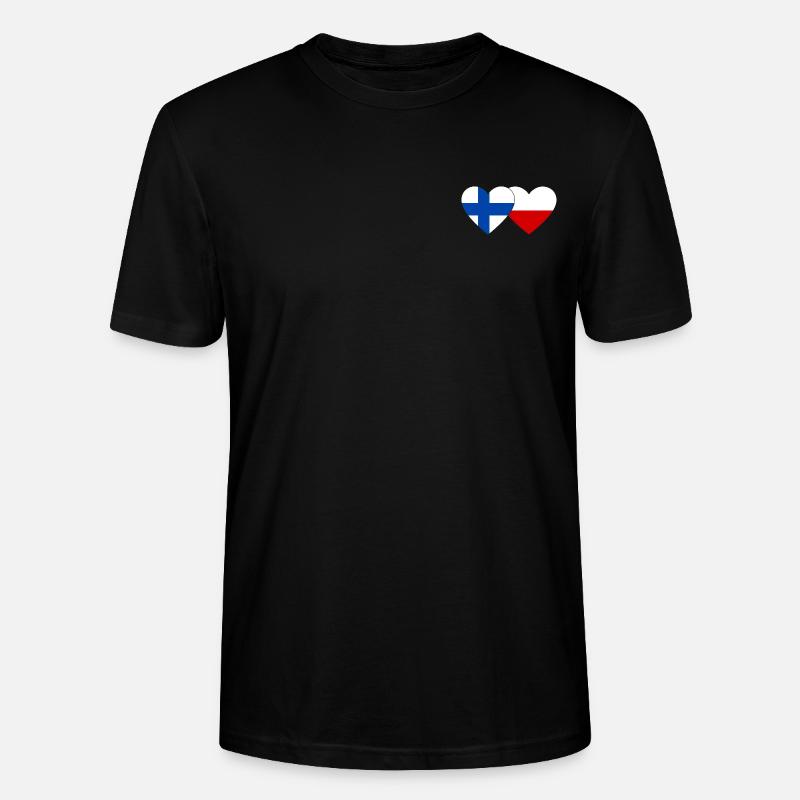 Finlande Pologne Drapeau Coeur - T-shirt bio CRAFTER Stanley Stella Unisexe - noir