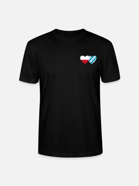 Pologne Bavière Drapeau Coeur - T-shirt bio CRAFTER Stanley Stella Unisexe - noir