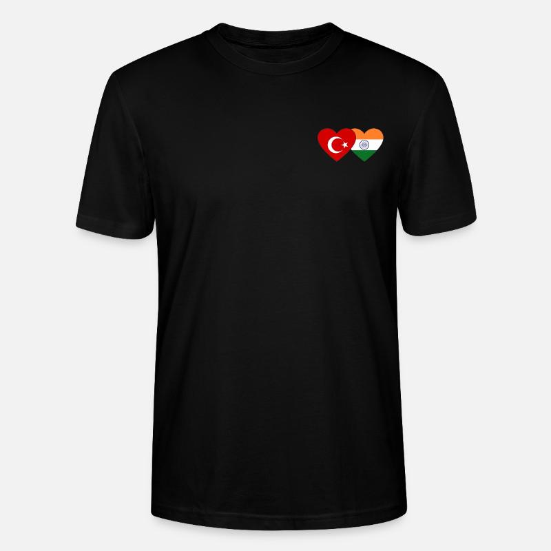 Turquie Inde Drapeau Coeur - T-shirt bio CRAFTER Stanley Stella Unisexe - noir