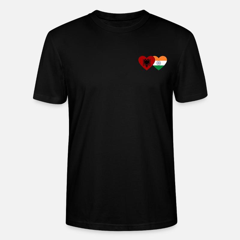 Albanie Inde Drapeau Coeur - T-shirt bio CRAFTER Stanley Stella Unisexe - noir