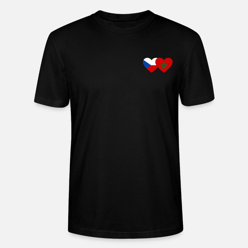 République tchèque Maroc Drapeau Coeur - T-shirt bio CRAFTER Stanley Stella Unisexe - noir
