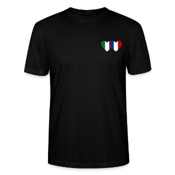 Italie France Drapeau Coeur - T-shirt bio CRAFTER Stanley Stella Unisexe - noir - Devant - Alina (178cm) & Michal (187cm)