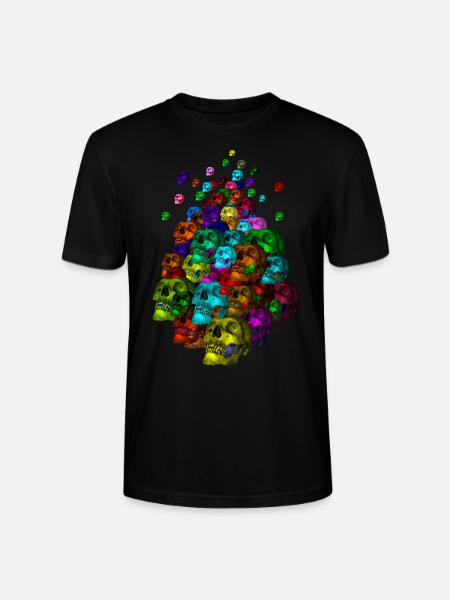 Bunter Schädel-Haufen - Stanley/Stella Unisex Bio-T-Shirt CRAFTER - Schwarz