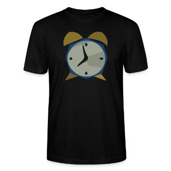 Uhr (Wecker) (Cartoon) - Stanley/Stella Unisex Bio-T-Shirt CRAFTER - Schwarz - Vorne - Alina (178cm) & Michal (187cm)