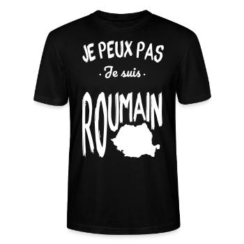 Je peux pas je suis Roumain - T-shirt bio CRAFTER Stanley Stella Unisexe - noir - Devant - Alina (178cm) & Michal (187cm)