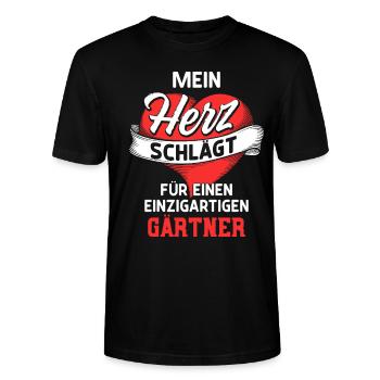 Mein Herz schlägt für einen Gärtner Spruch - Stanley/Stella Unisex Bio-T-Shirt CRAFTER - Schwarz - Vorne - Alina (178cm) & Michal (187cm)