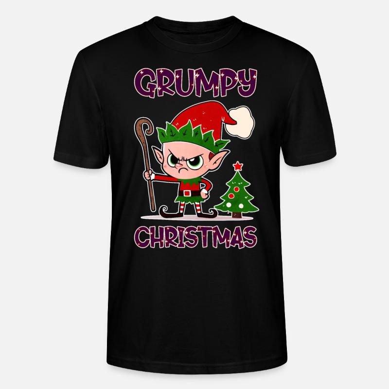 Grumpy Christmas Elf - Stanley/Stella Unisex Bio-T-Shirt CRAFTER - Schwarz