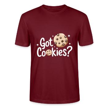 Cookies Cookie Biscuits Biscuits Chocolate - Stanley/Stella CRAFTER Unisex Organic T-Shirt - burgundy - Front - Alina (178cm) & Michal (187cm)