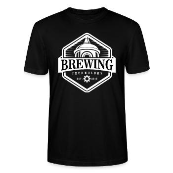 Brauerei, Vintage-inspiriertes Logo - Stanley/Stella Unisex Bio-T-Shirt CRAFTER - Schwarz - Vorne - Alina (178cm) & Michal (187cm)