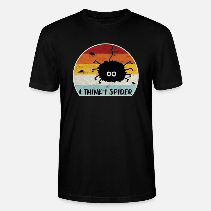 I Think I Spider Retro Ich Glaub Ich Spinne Fliege - Stanley/Stella Unisex Bio-T-Shirt CRAFTER - Schwarz