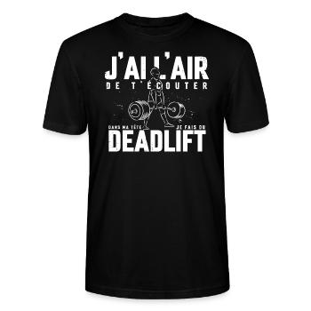Deadlift powerlifter soulevé de terre musculation - T-shirt bio CRAFTER Stanley Stella Unisexe - noir - Devant - Alina (178cm) & Michal (187cm)