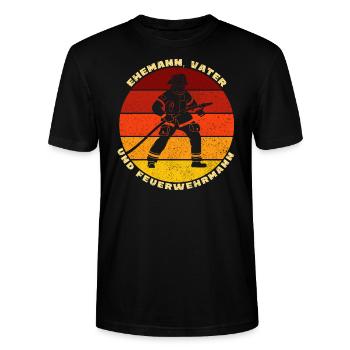 Ehemann Vater Feuerwehrmann - Stanley/Stella Unisex Bio-T-Shirt CRAFTER - Schwarz - Vorne - Alina (178cm) & Michal (187cm)