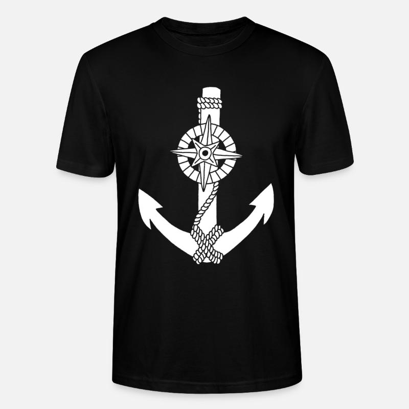 ancre blanche boussole - T-shirt bio CRAFTER Stanley Stella Unisexe - noir