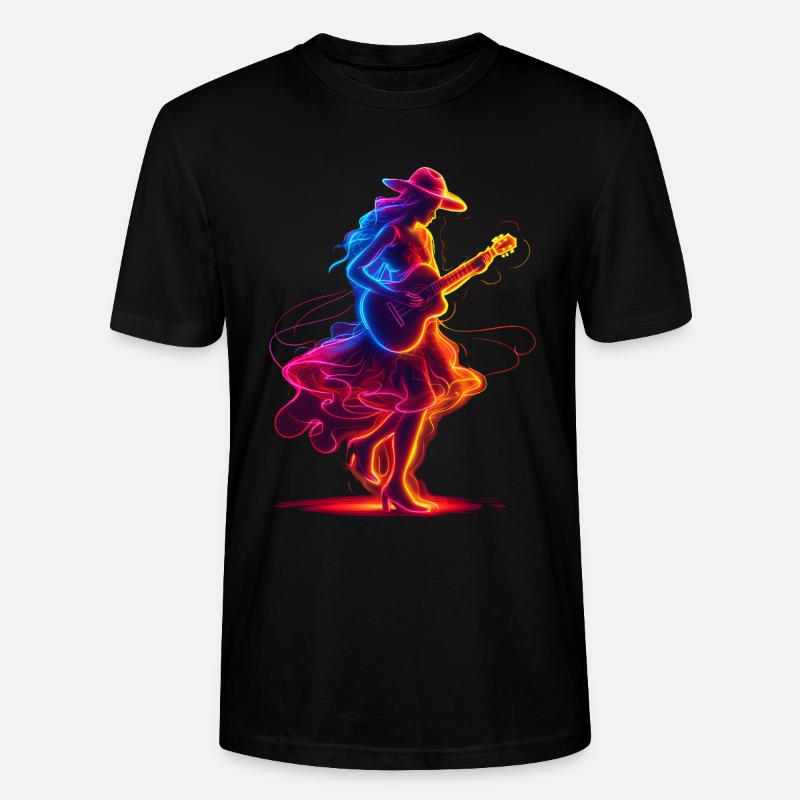 Gitarrist Mädchen Synthwave - Stanley/Stella Unisex Bio-T-Shirt CRAFTER - Schwarz