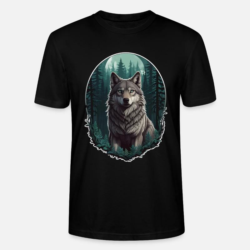 Wolf im Mondlicht - Stanley/Stella Unisex Bio-T-Shirt CRAFTER - Schwarz