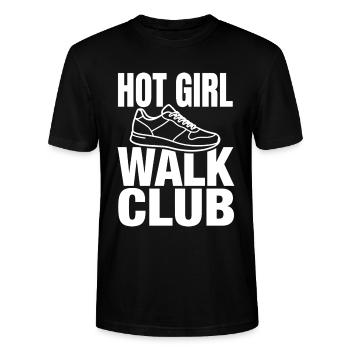 Hot Girl Walk Club avec des baskets - T-shirt bio CRAFTER Stanley Stella Unisexe - noir - Devant - Alina (178cm) & Michal (187cm)