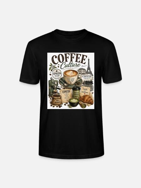 Kaffeekultur Paris Café Collage - Stanley/Stella Unisex Bio-T-Shirt CRAFTER - Schwarz
