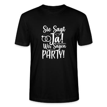 Junggesellin Junggesellinnenabschied Braut JGA - Stanley/Stella Unisex Bio-T-Shirt CRAFTER - Schwarz - Vorne - Alina (178cm) & Michal (187cm)