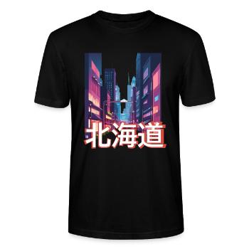 Hokkaido Neon Night - Stanley/Stella Unisex Bio-T-Shirt CRAFTER - Schwarz - Vorne - Alina (178cm) & Michal (187cm)