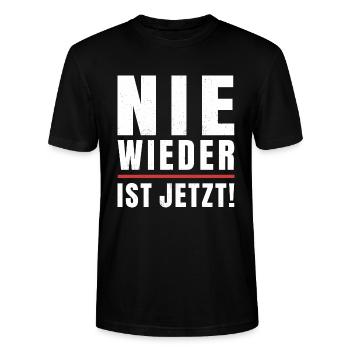 Antifaschismus Antifaschist Gegen Rechts Statement - Stanley/Stella Unisex Bio-T-Shirt CRAFTER - Schwarz - Vorne - Alina (178cm) & Michal (187cm)