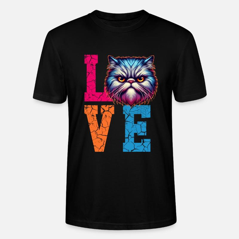 Grumpy love cat - Stanley/Stella Unisex Bio-T-Shirt CRAFTER - Schwarz