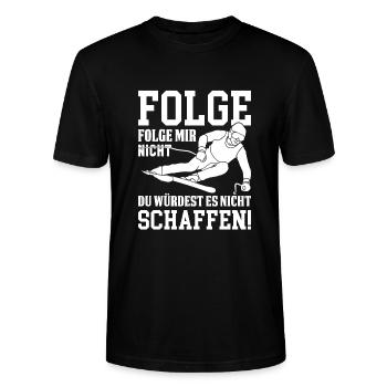 Skifahren Spruch - Stanley/Stella Unisex Bio-T-Shirt CRAFTER - Schwarz - Vorne - Alina (178cm) & Michal (187cm)