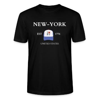 NEW YORK - T-shirt bio CRAFTER Stanley Stella Unisexe - noir - Devant - Alina (178cm) & Michal (187cm)