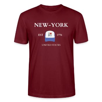 NEW YORK - T-shirt bio CRAFTER Stanley Stella Unisexe - bordeaux - Devant - Alina (178cm) & Michal (187cm)