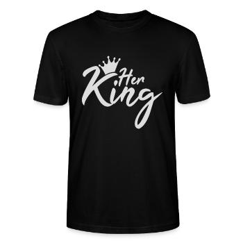 Her King King Queen Pärchenoutfit - Stanley/Stella Unisex Bio-T-Shirt CRAFTER - Schwarz - Vorne - Alina (178cm) & Michal (187cm)