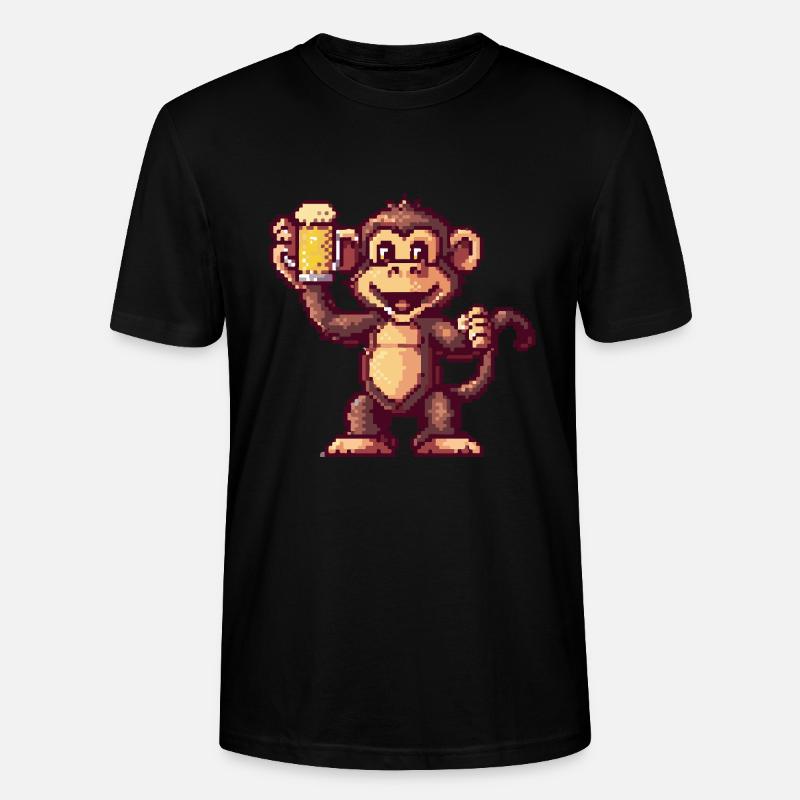 Bière Monkey Pixel - T-shirt bio CRAFTER Stanley Stella Unisexe - noir