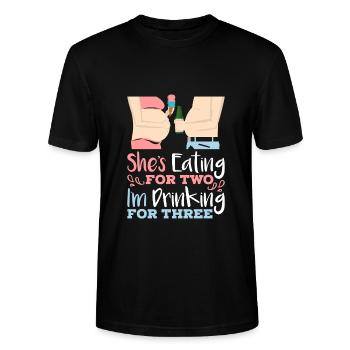 Zwangerschap Heren T-shirt - Stanley/Stella Uniseks bio-T-shirt CRAFTER - zwart - Voor - Alina (178cm) & Michal (187cm)