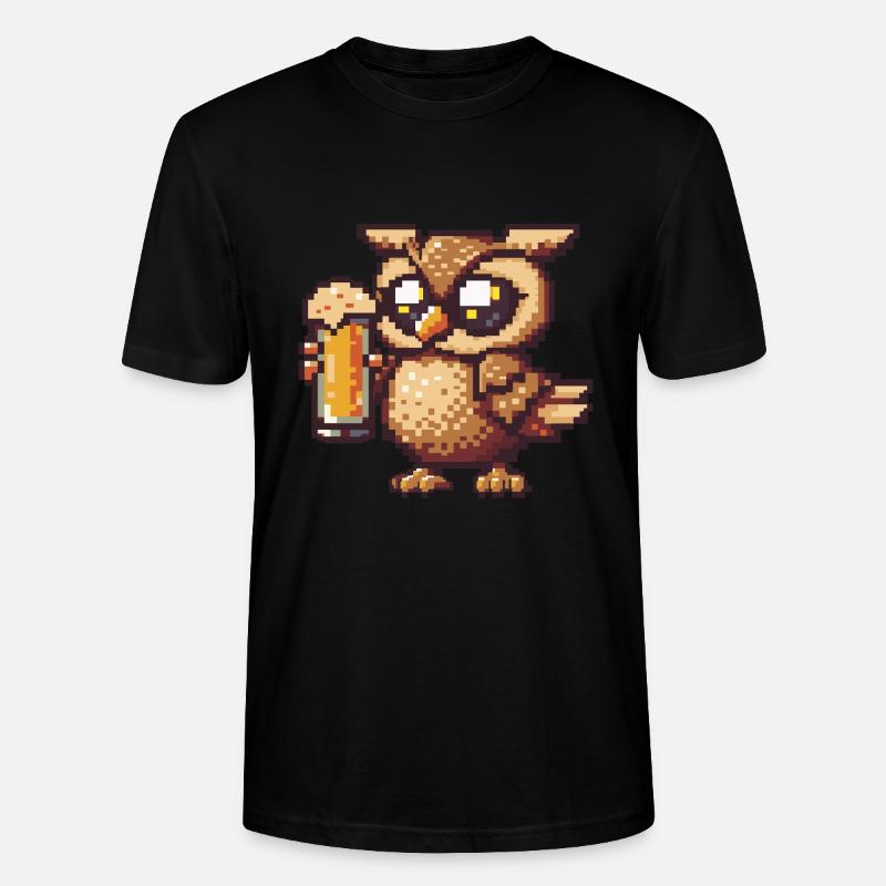 Eule Pixel Bier - Stanley/Stella Unisex Bio-T-Shirt CRAFTER - Schwarz