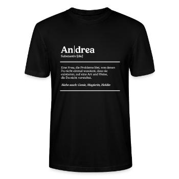 Andrea Name Definition Design für stolze Andreas - Stanley/Stella Unisex Bio-T-Shirt CRAFTER - Schwarz - Vorne - Alina (178cm) & Michal (187cm)